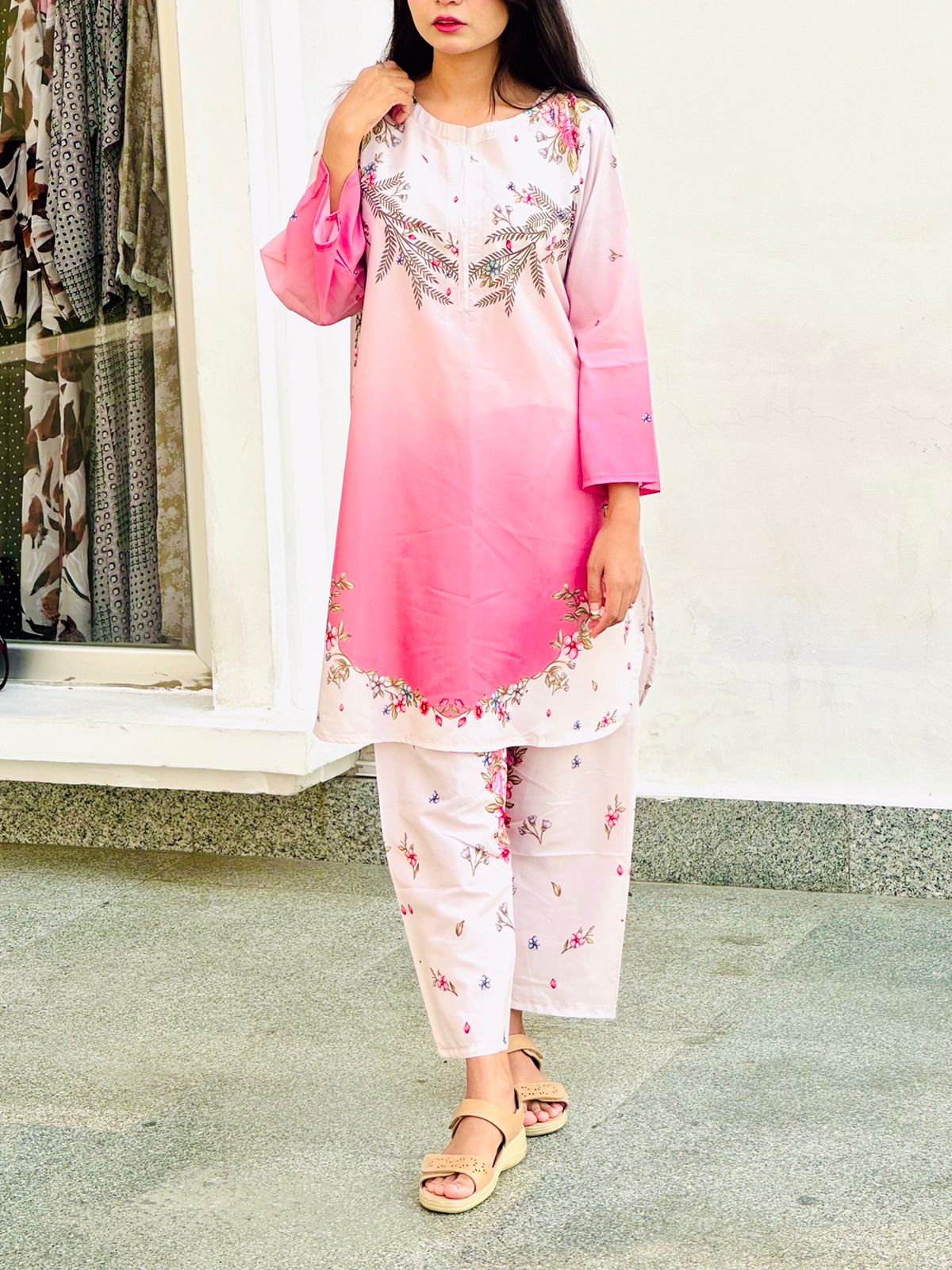 Pink Ombre Floral Co-Ord Set