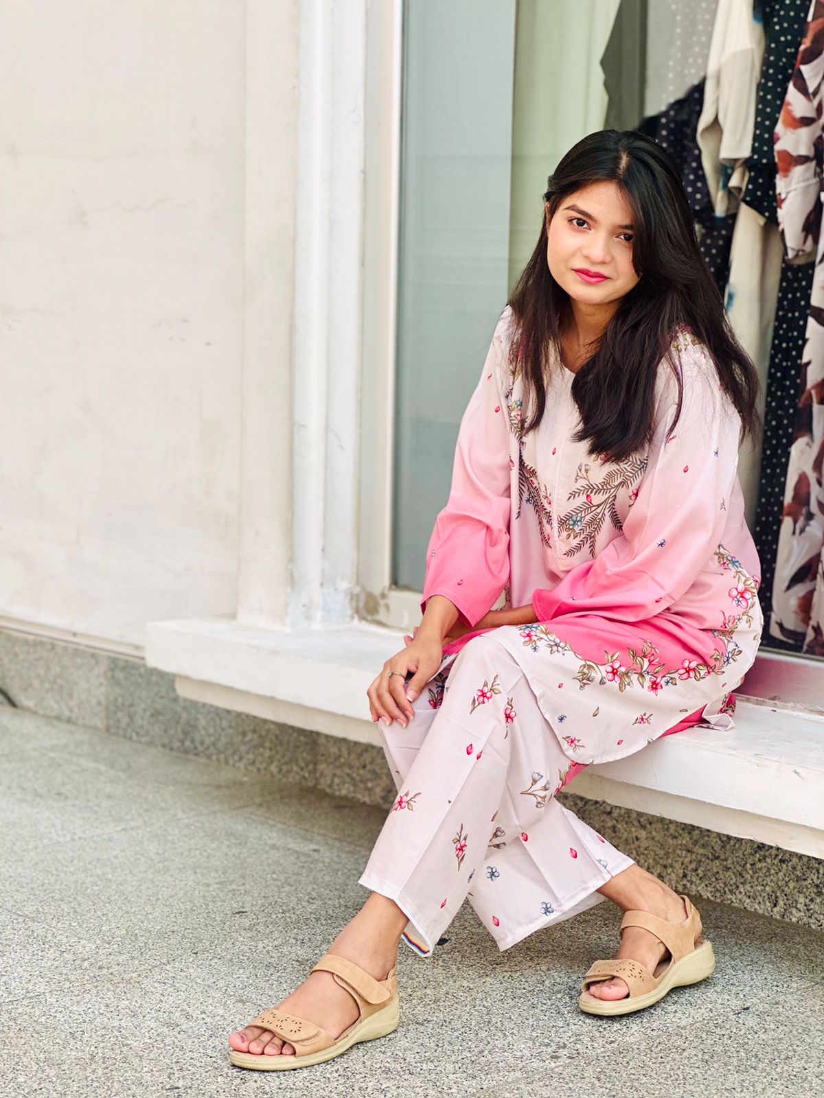 Pink Ombre Floral Co-Ord Set