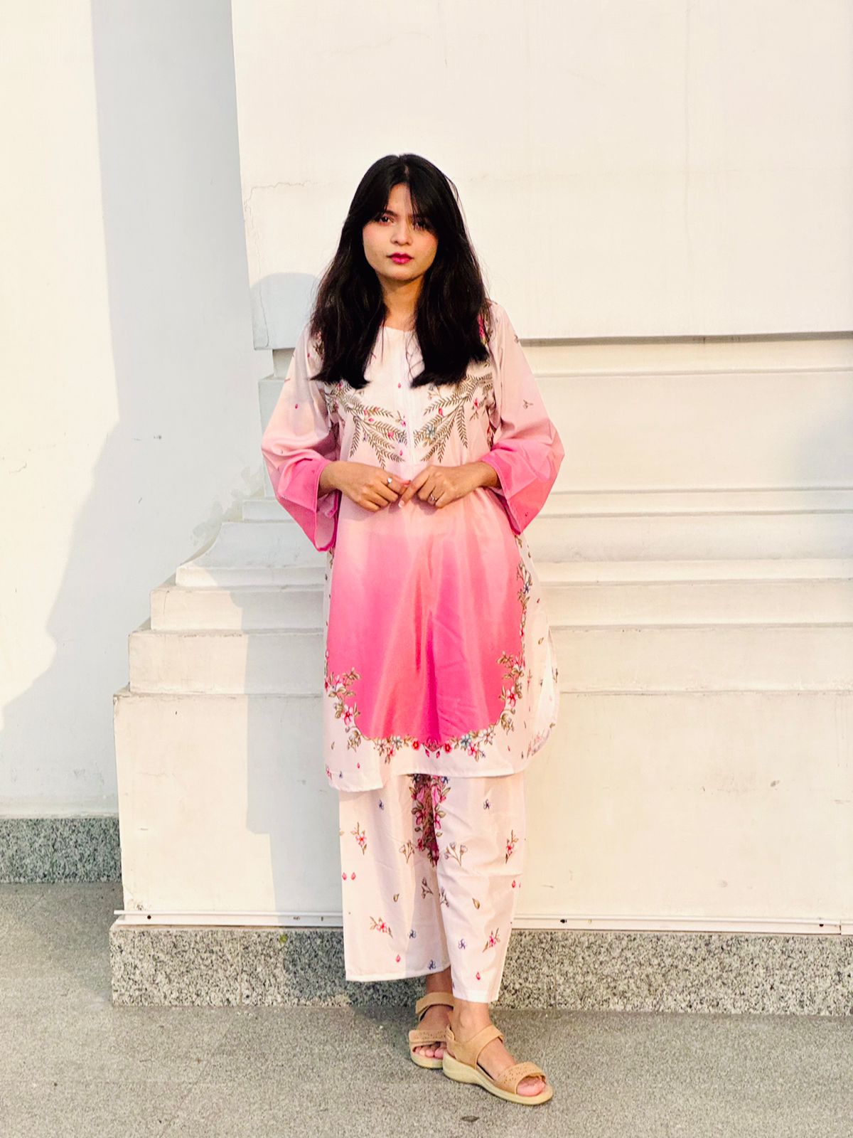 Pink Ombre Floral Co-Ord Set
