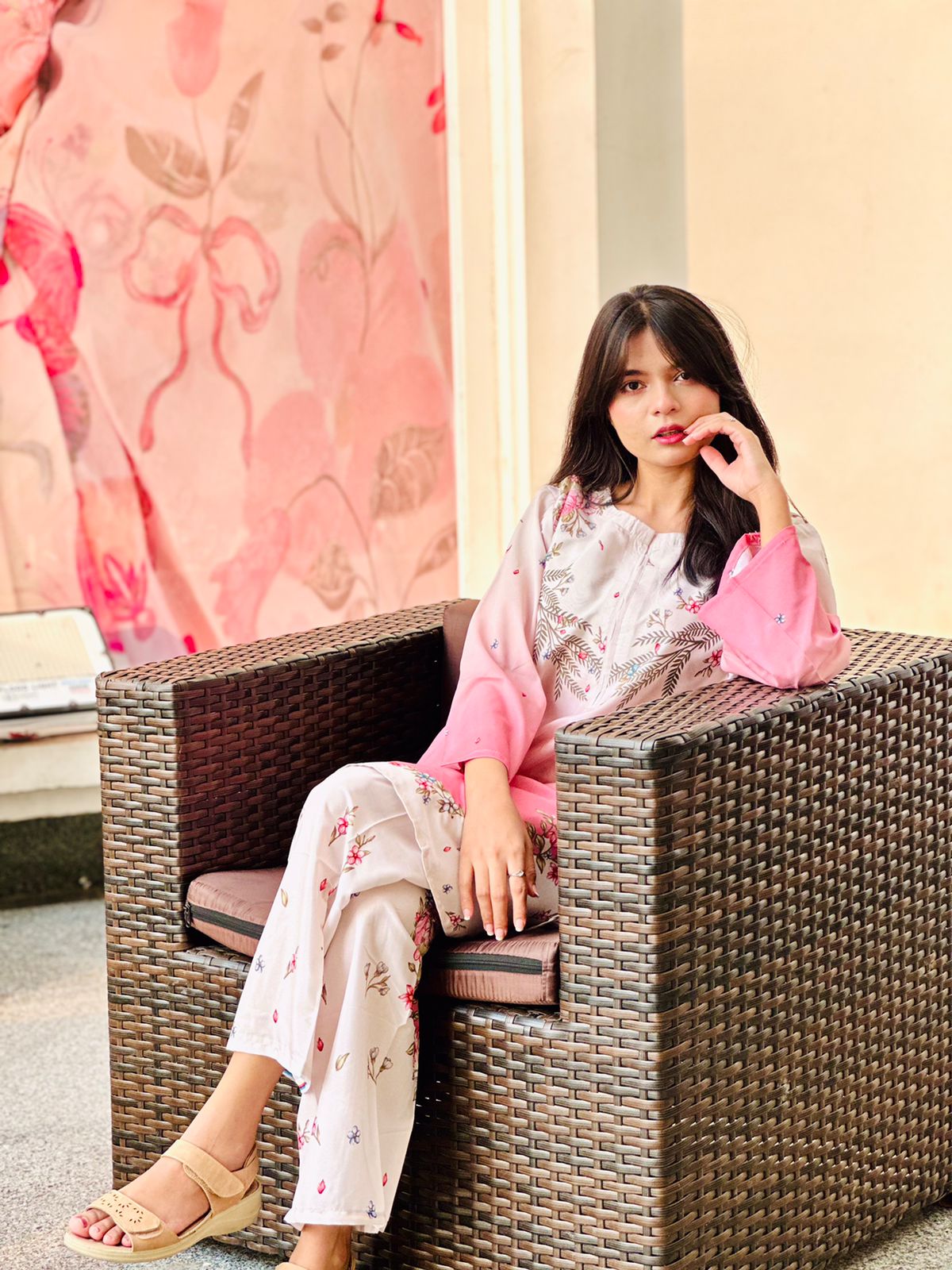 Pink Ombre Floral Co-Ord Set
