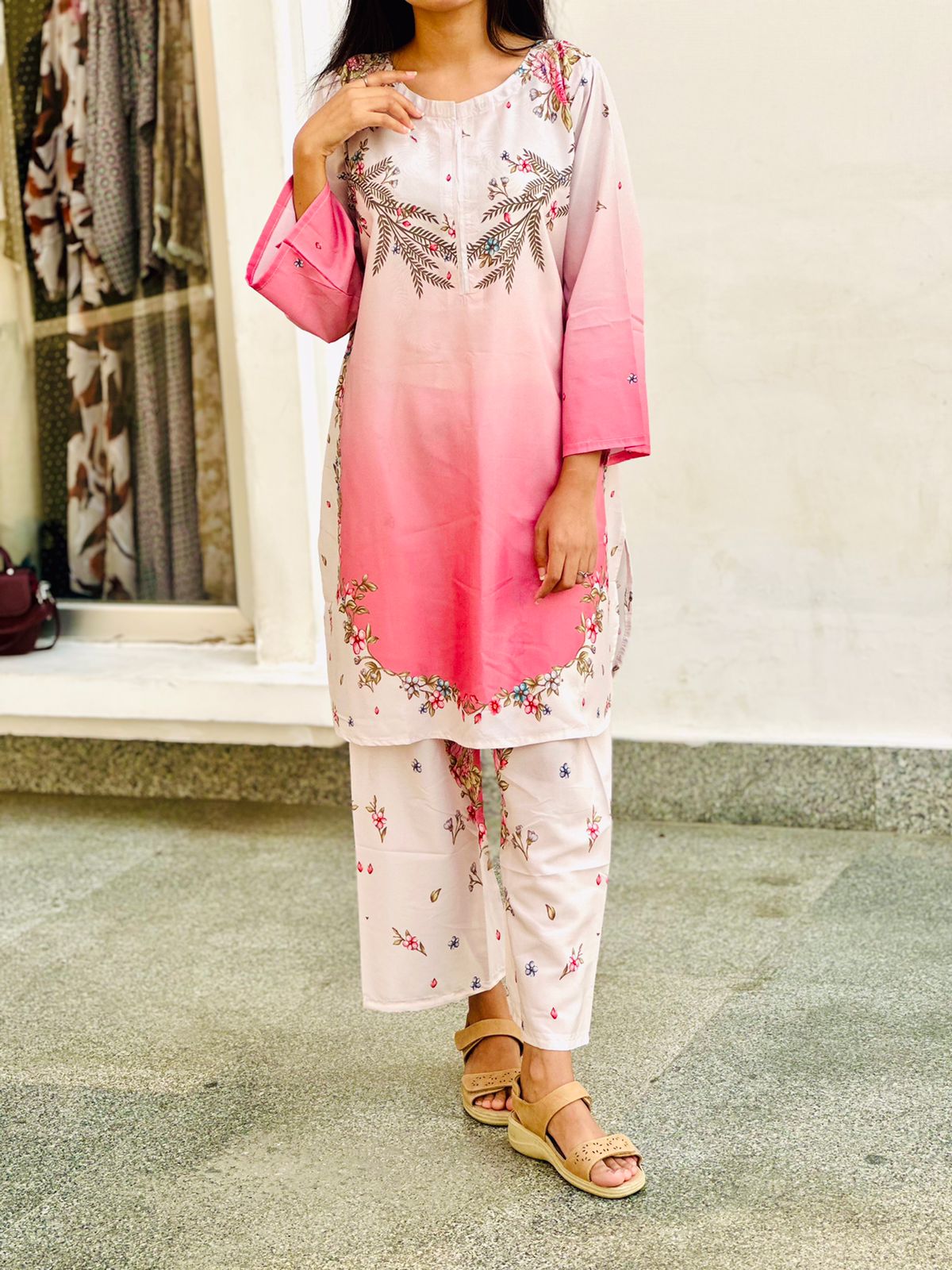 Pink Ombre Floral Co-Ord Set