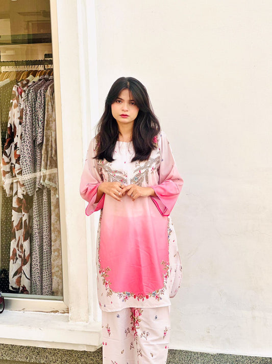 Pink Ombre Floral Co-Ord Set
